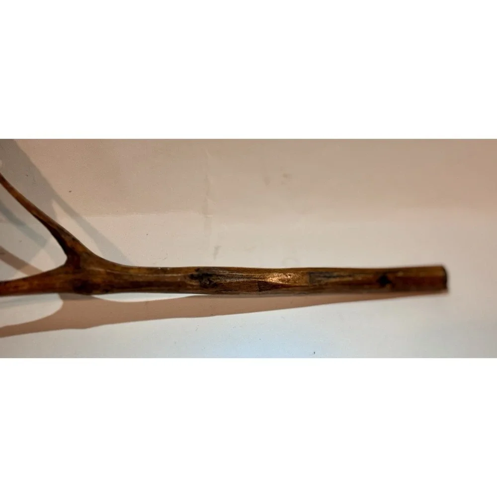 Antique Primitive Wicker Scoop Basket Wood Handle Farm Folk Art